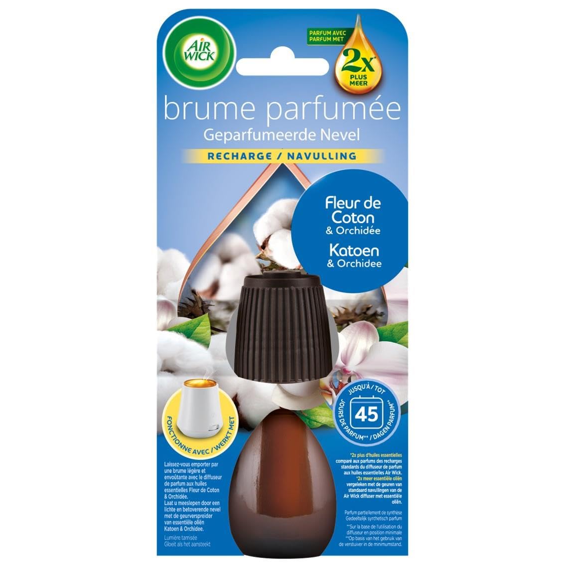 Brume Parfumée Air Wick pour salon : ambiance Fleur de Coton 3x