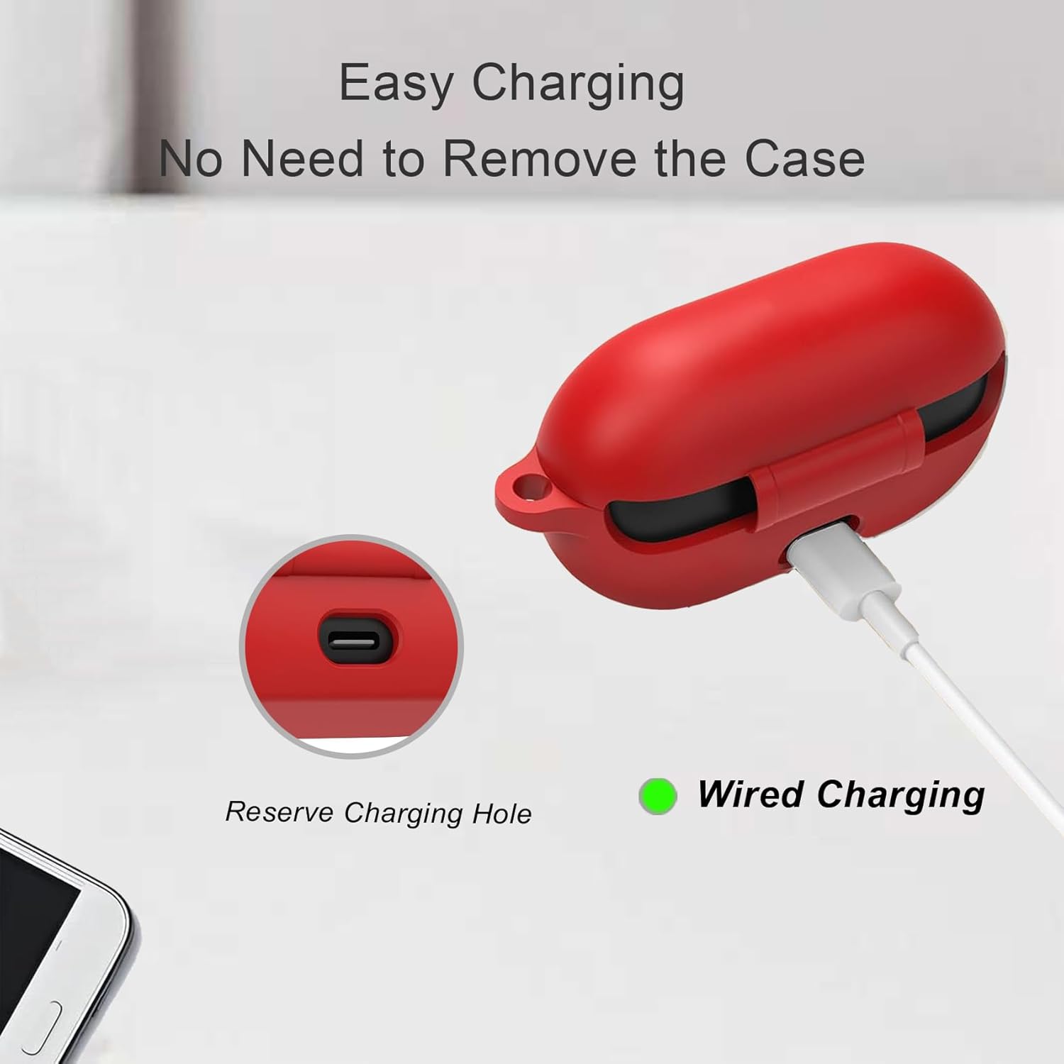 Protective Case for Beats Solo Buds Case Cover with Cute Cherry Charm Heart Keychain, Soft Silicone Daisy Key Chains Accessories for New Beats Solo Charging Case Earbuds for Women Men Red - Image 6