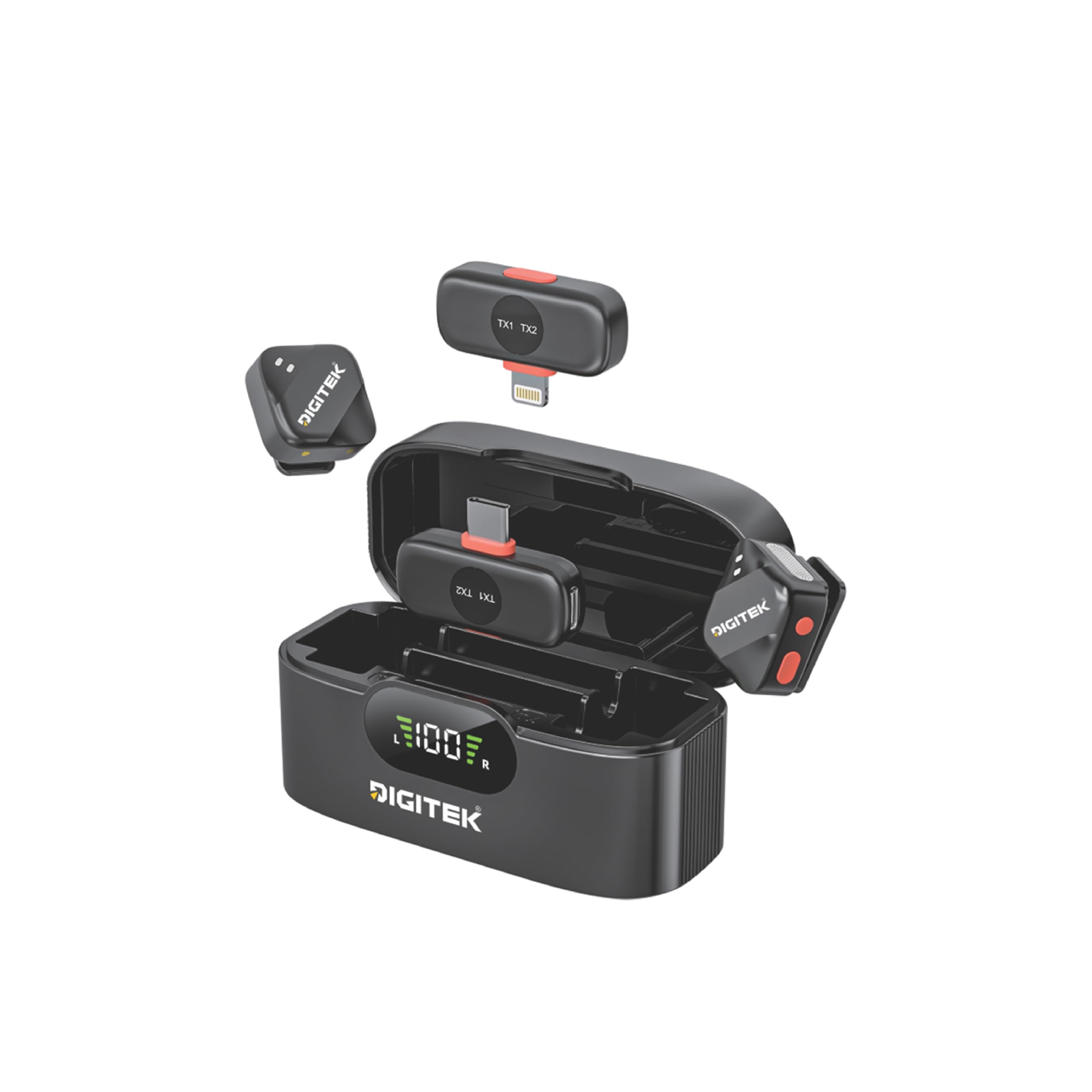 Digitek DWM-125 2-in-1 Wireless Microphone with Charging Case for iPhone 15 Series & USB-C Android Devices, Dual Transmitters, 2.4GHz Wireless, Noise Reduction, 30m Range, 6H Battery Life, Plug & Play-image-30