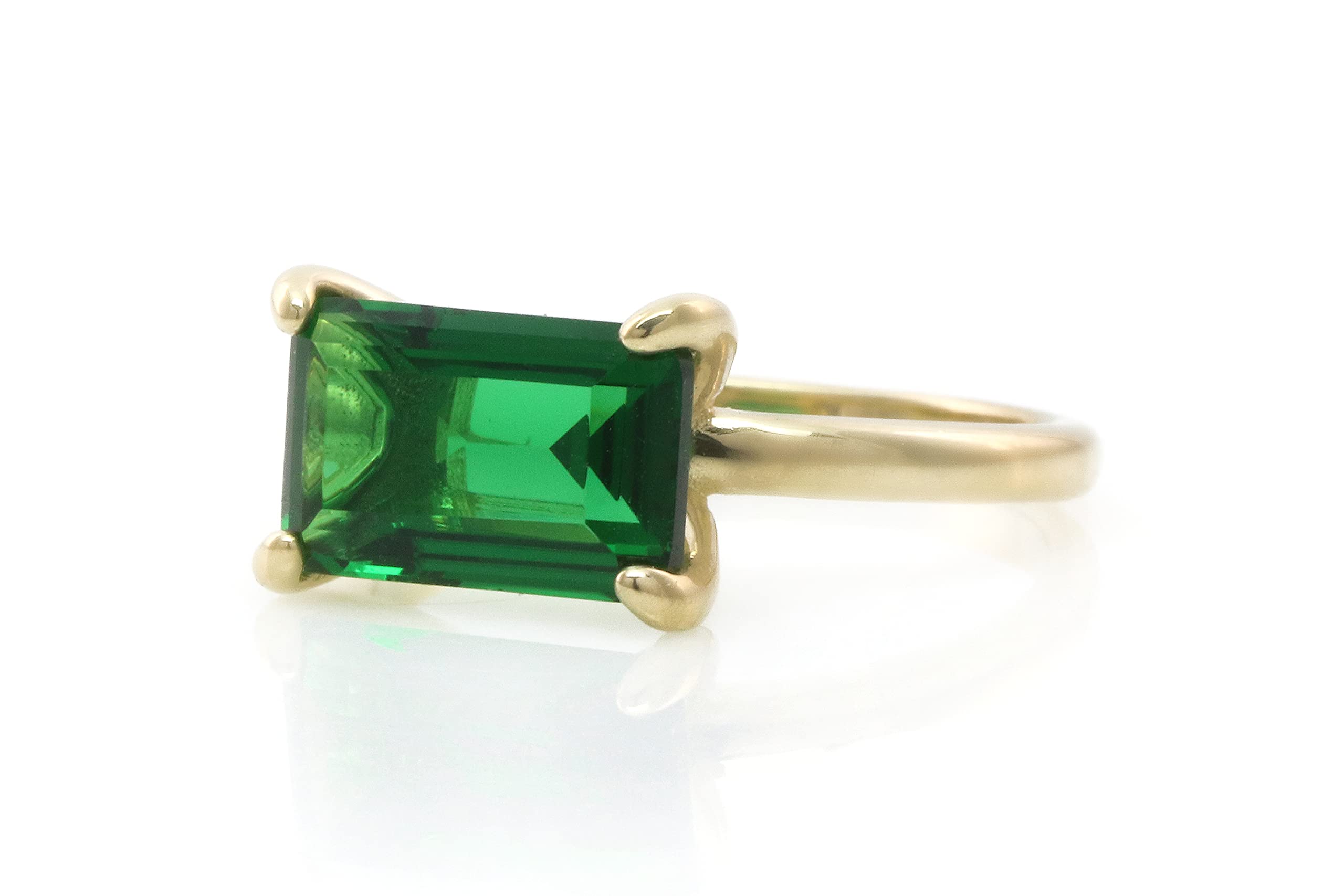 Anillo de Oro Esmeralda - Anillo de Compromiso Minimalista con Piedra Preciosa, Anillo de Moda, Anillo de Aniversario - Joyería de Damas hecha a mano - Personalizable con Grabado - con Caja de Firma