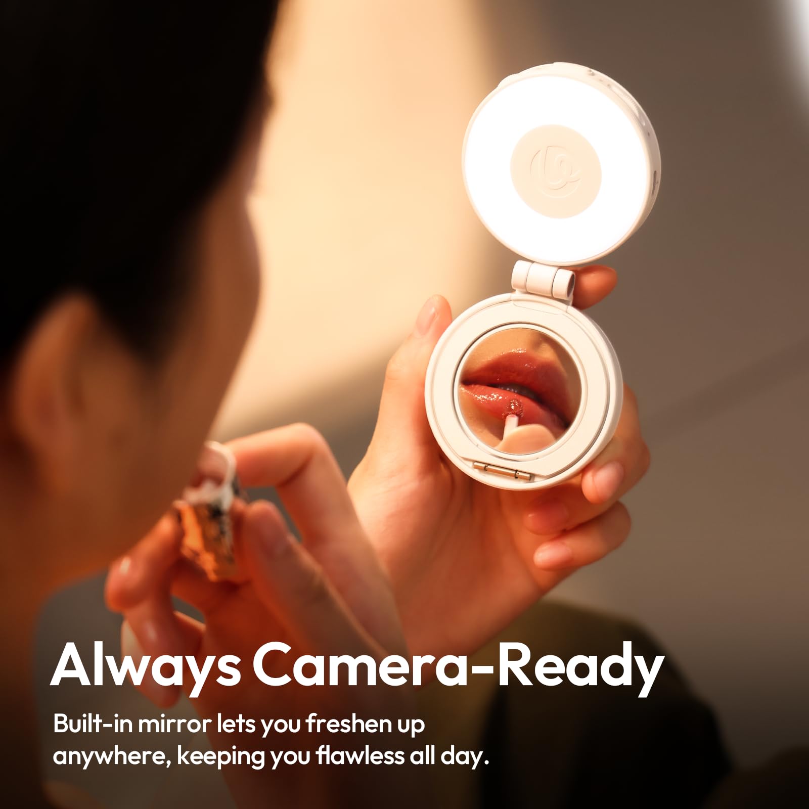 ULANZI LM23 Magnetische Selfie Licht kompatibel mit Magsafe, verbessertes 360°-Selfie Ringlicht für iPhones, LED-Schönheitsbeleuchtung mit Spiegel für Selfies, Videoanrufe, Konferenzen, Fotografie