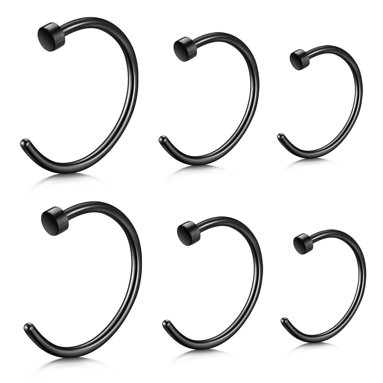 JFORYOU piercing nariz acero quirurgico 20G 18G piercing nariz aro en forma de C piercing nariz falso 6 mm 8 mm 10 mm 12 mm