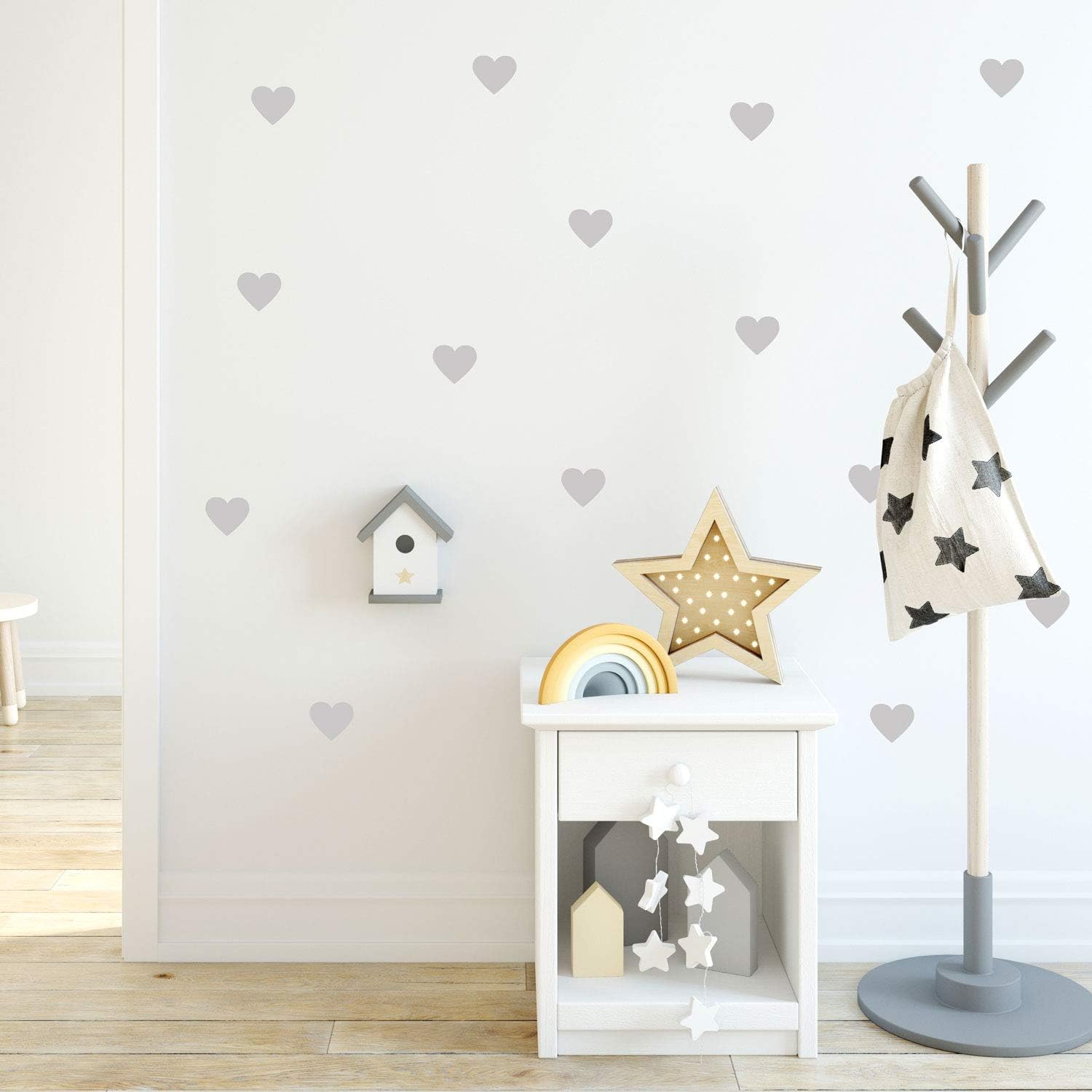 Stickerscape Light Grey Heart Wall Stickers, Regular
