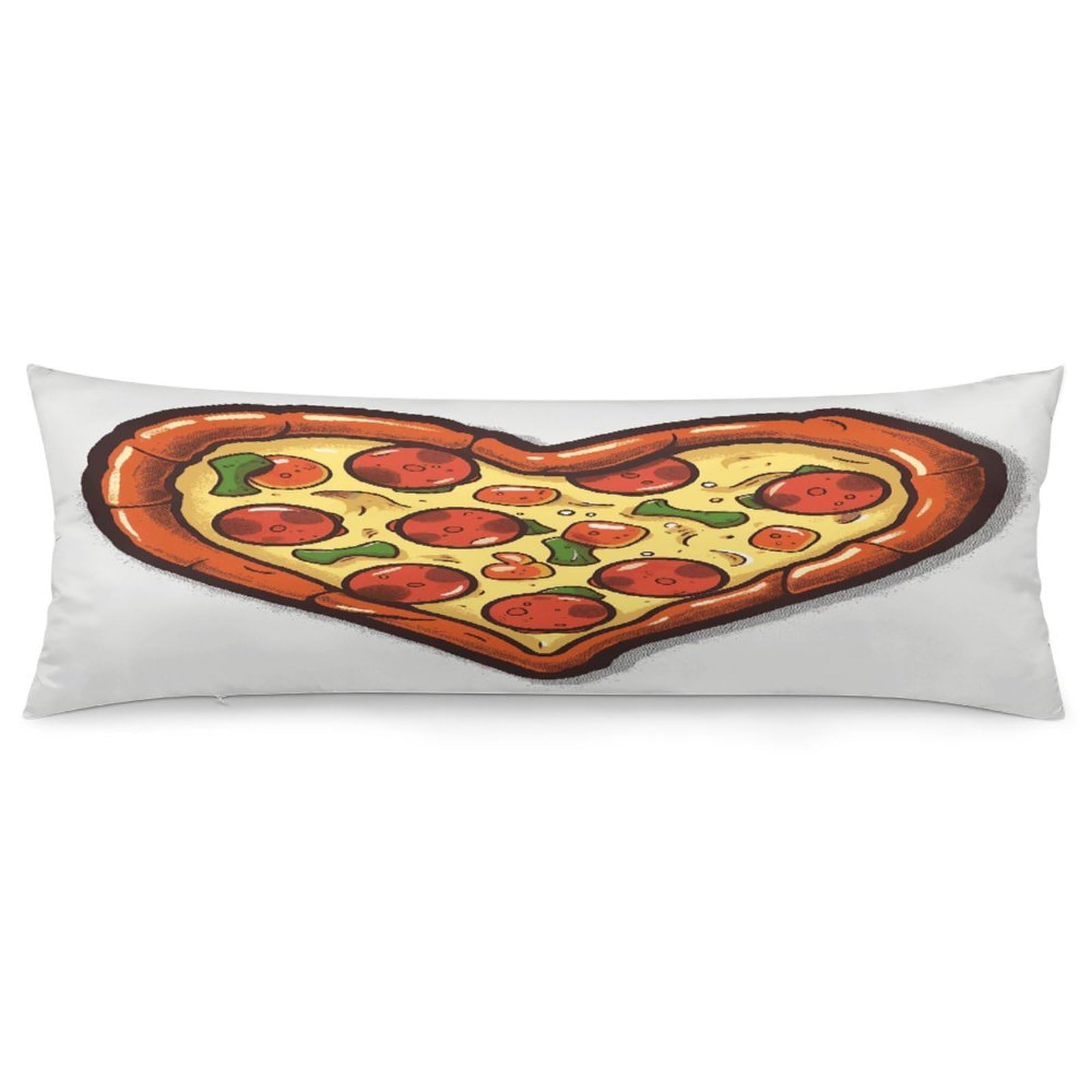 I Love Pizza Heart Pillowcase Long Body Pillow Cover Soft Decorative Body Pillow Case Breathable Large Pillowcase Cute Cozy Pillow Protector for Bed Sofa Couch Room 18.9 X 53 Inch