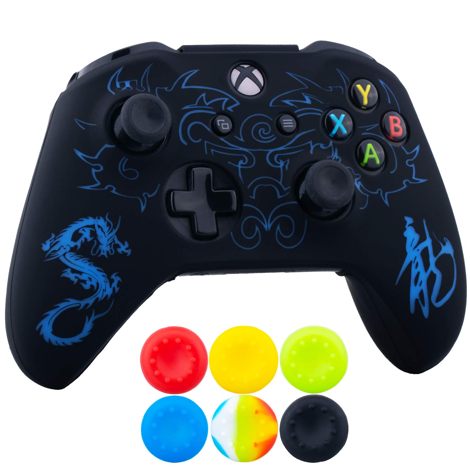 9CDeer 1 Piece of SiliconeTransfer Print Protective Cover Skin + 6 Thumb Grips for Xbox One/S/X Controller rainbow — view 6