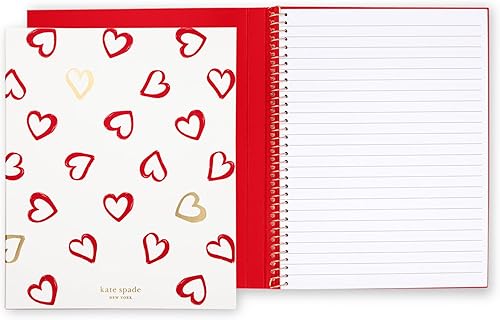 Miniatura 4 de Kate Spade New York Cuaderno pequeño en espiral oculto, cuaderno de 8.25 x 6.75 pulgadas con 112 páginas rayadas (corazones de pincelada)