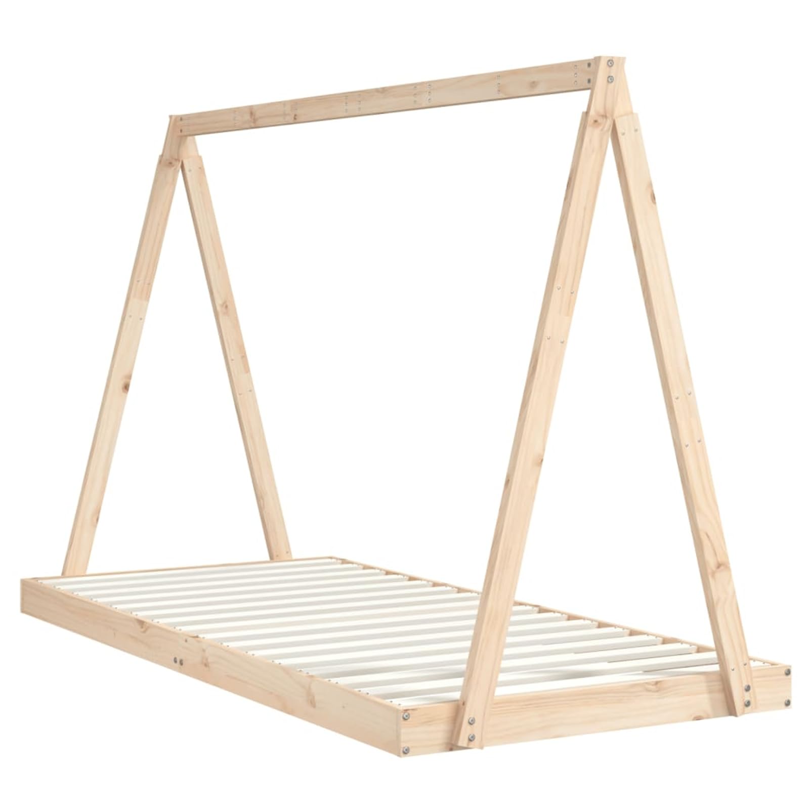 Homgoday Holz-Kinderbettgestell mit Tipi-Design | Massives Kiefernholz | 90x200cm Matratze | Für Kinder ab 4 Jahren 834537