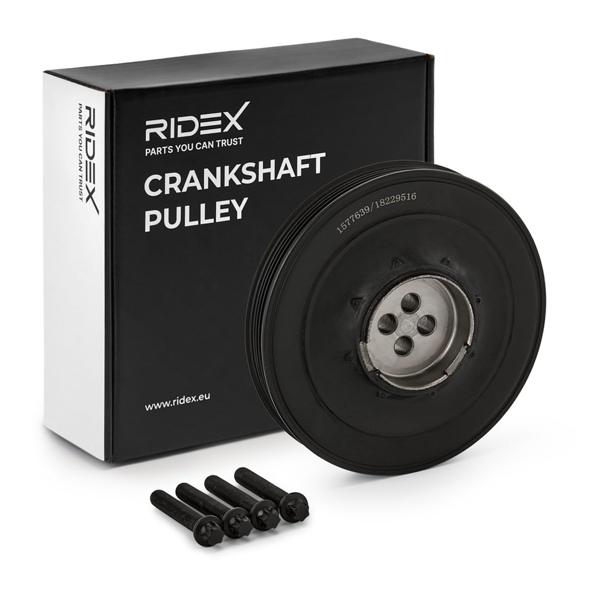 RIDEX 3213B0279 Koło pasowe wał korbowy z akcesoriami z zestawem śrubowym