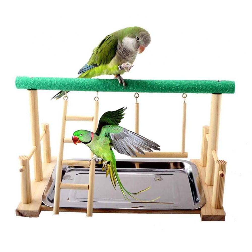 ArinkO - Soporte para Columpio con Escalera para Loros, Atractivo Parque Infantil para cacatúas de Mascotas, Juguete de Madera Duradero para pájaros