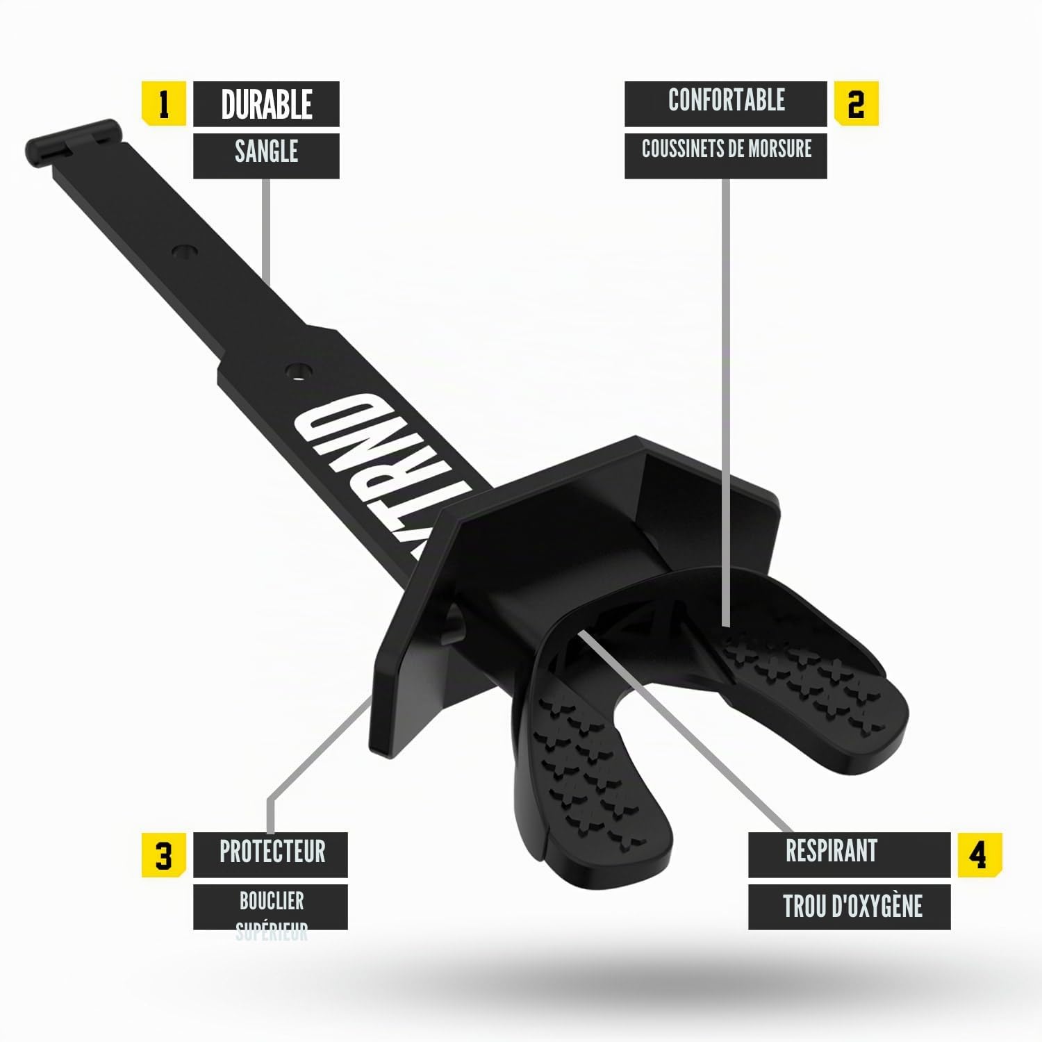 Nxtrnd Two Protège-Dents de Football pour Jeunes, Compatible avec les Appareils Dentaires, Sangle Connectée (Noir)