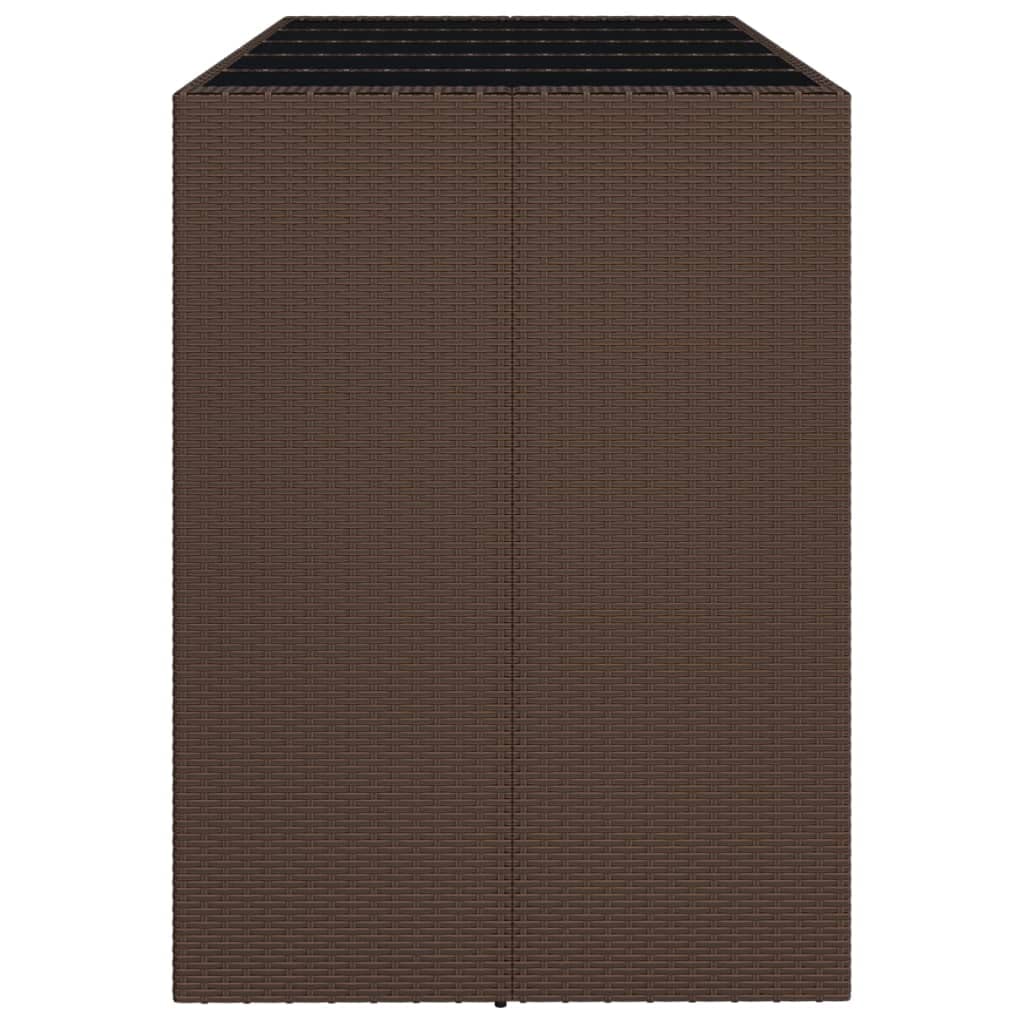 GuyAna Tavolo Bar con Piano in Vetro Marrone 185x80x110 cm Polyrattan,Mobili,Mobili da Giardino,Tavoli da Giardino(SPU:362599)
