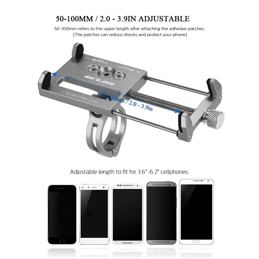 Lixada Supporto per telefono da bicicletta + bande di sicurezza, regolabile, universale, supporto per telefono portatile per manubrio della bicicletta, mountain bike, GPS, staffa a cricchetto, per