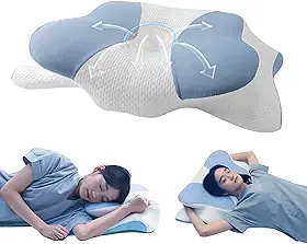 Travesseiro de pescoço cervical para alívio da dor no pescoço e ombro Travesseiro ergonômico de espuma de memória Travesseiro cervical para dormentes laterais de barriga para trás Travesseiros