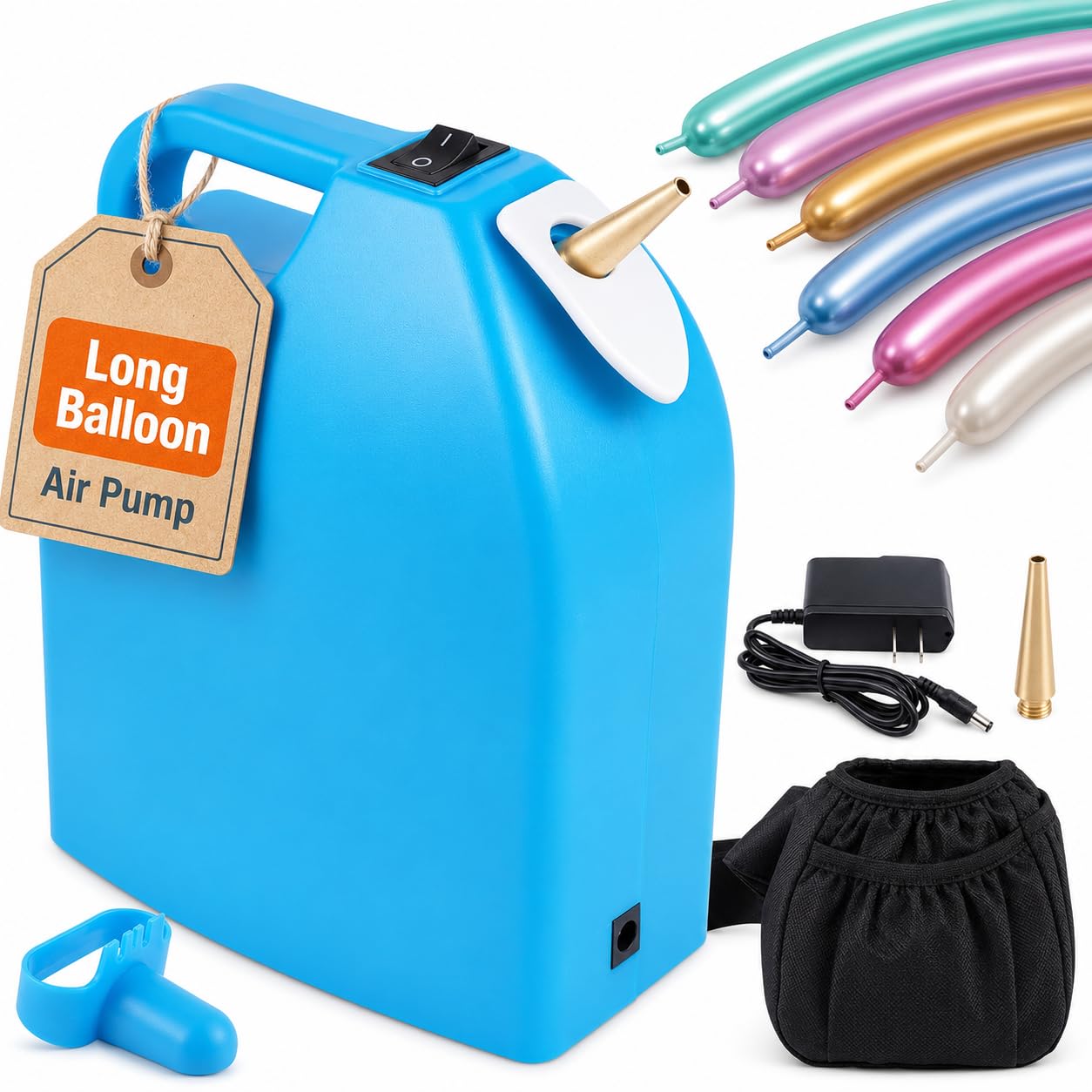 Gonfleur électrique de ballon Long, pompe à Air de ballon Rechargeable avec buse en cuivre, pour la décoration de fête d'anniversaire et de mariage