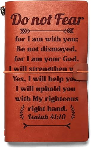 Diario religioso de escritura con versículos bíblicos, cuaderno de escritura con texto en relieve Do Not Fear for I Am with You (Do Not Fear for I