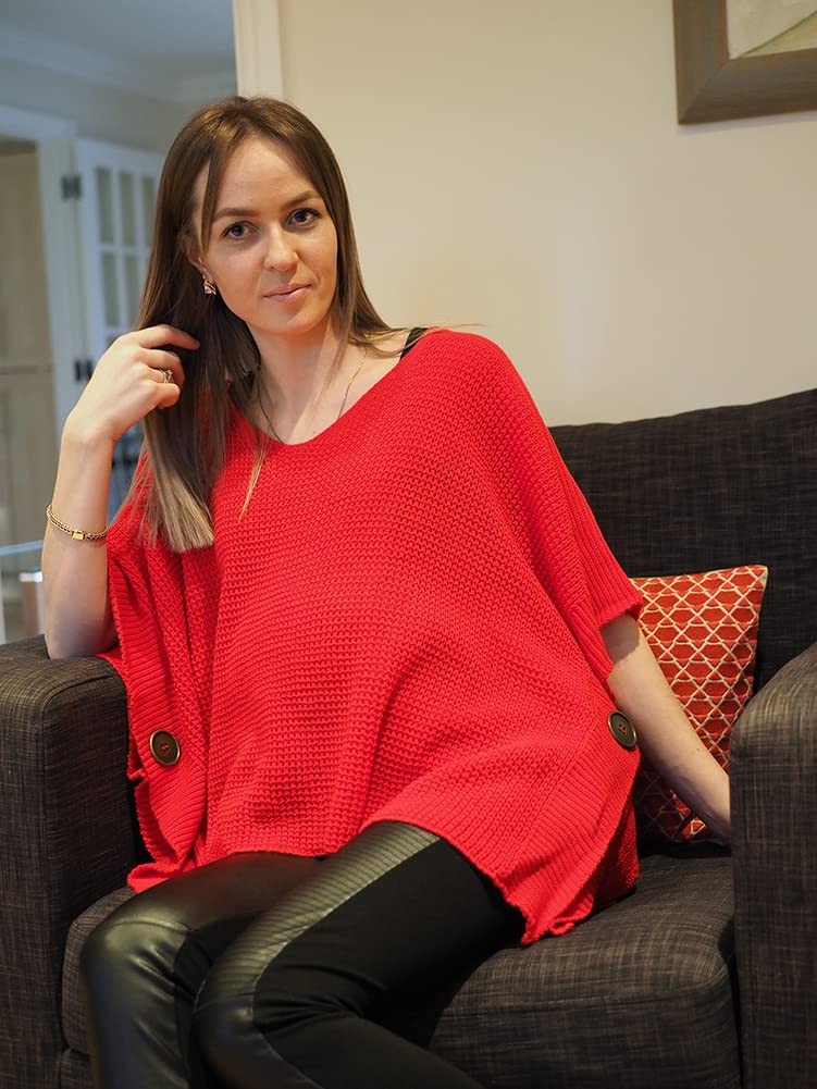 Mimosa Premaman Gravidanza Taglia Unica Poncho Capo a Maglia Collo a V qualità Premium con Bottoni Laterali con Un Sacchetto Regalo Gratuito