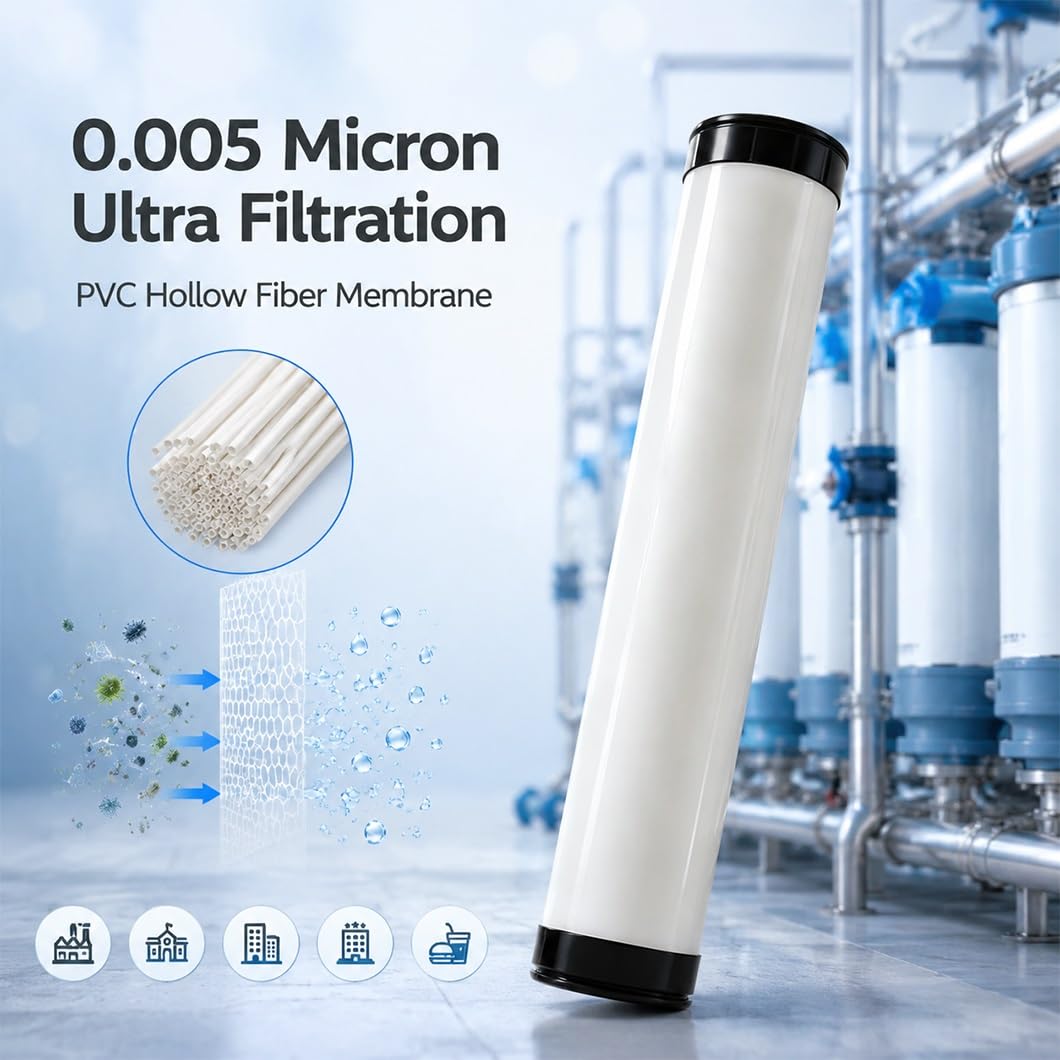 1 opakowanie 8040 Filtr membranowy do ultrafiltracji PVC,wkład membranowy wysokiej precyzji 0,005 mikrona do dużych komercyjnych przemysłowych systemów filtracji wody