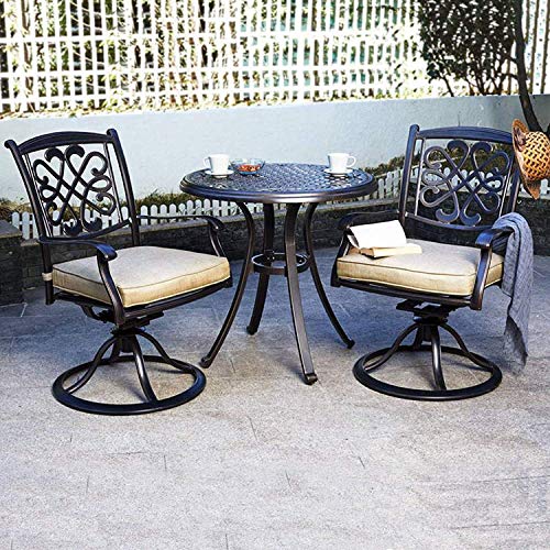 Dali 3 Piece Bistro Set, Cast Aluminum Dining Table Patio Glider Chairs Garden Backyard Outdoor Furniture #TOP5