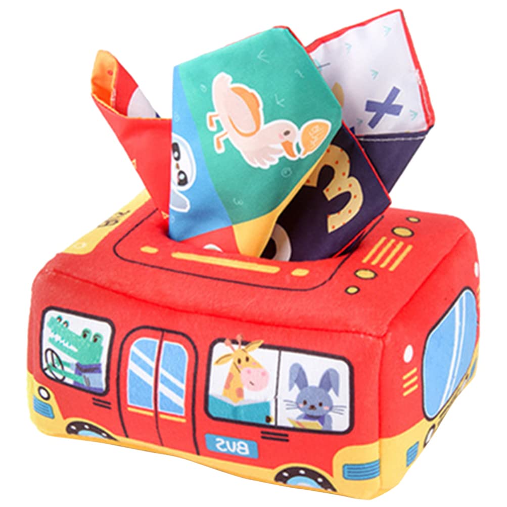 Toddler Toys Sensory Toys Tissue Box Sensory Plush High Contrast Crinkle Animals Number Letter Educational Learning for Boys Girls Sensory Sensory Toy Box Baby Toys