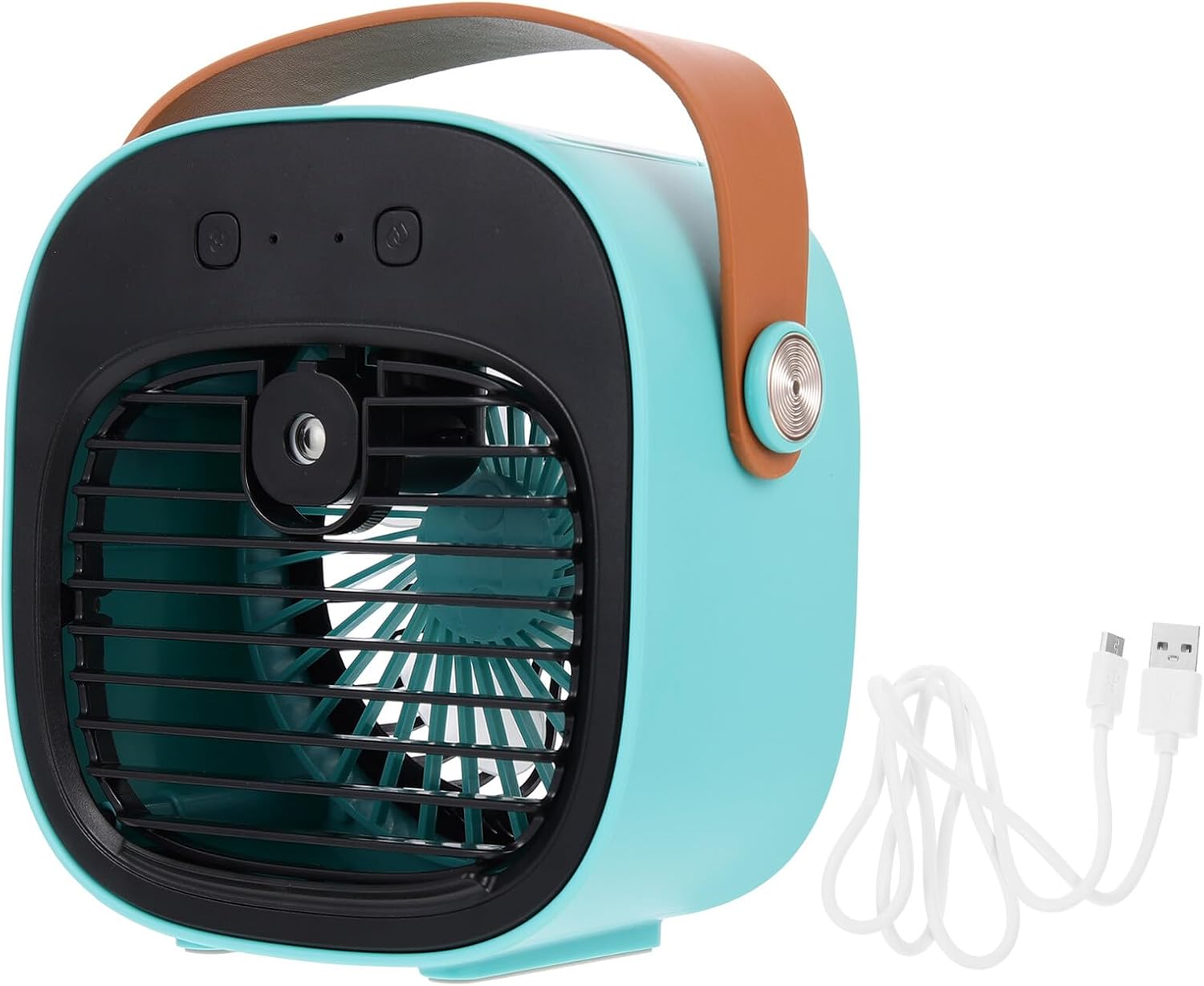 VICASKY Portable USB Plastic Desktop Cooling Misting Fan, Rechargeable Air Circulator for Office, Bedroom, and Dormitory Use, Blue Compact Table Air Cooler