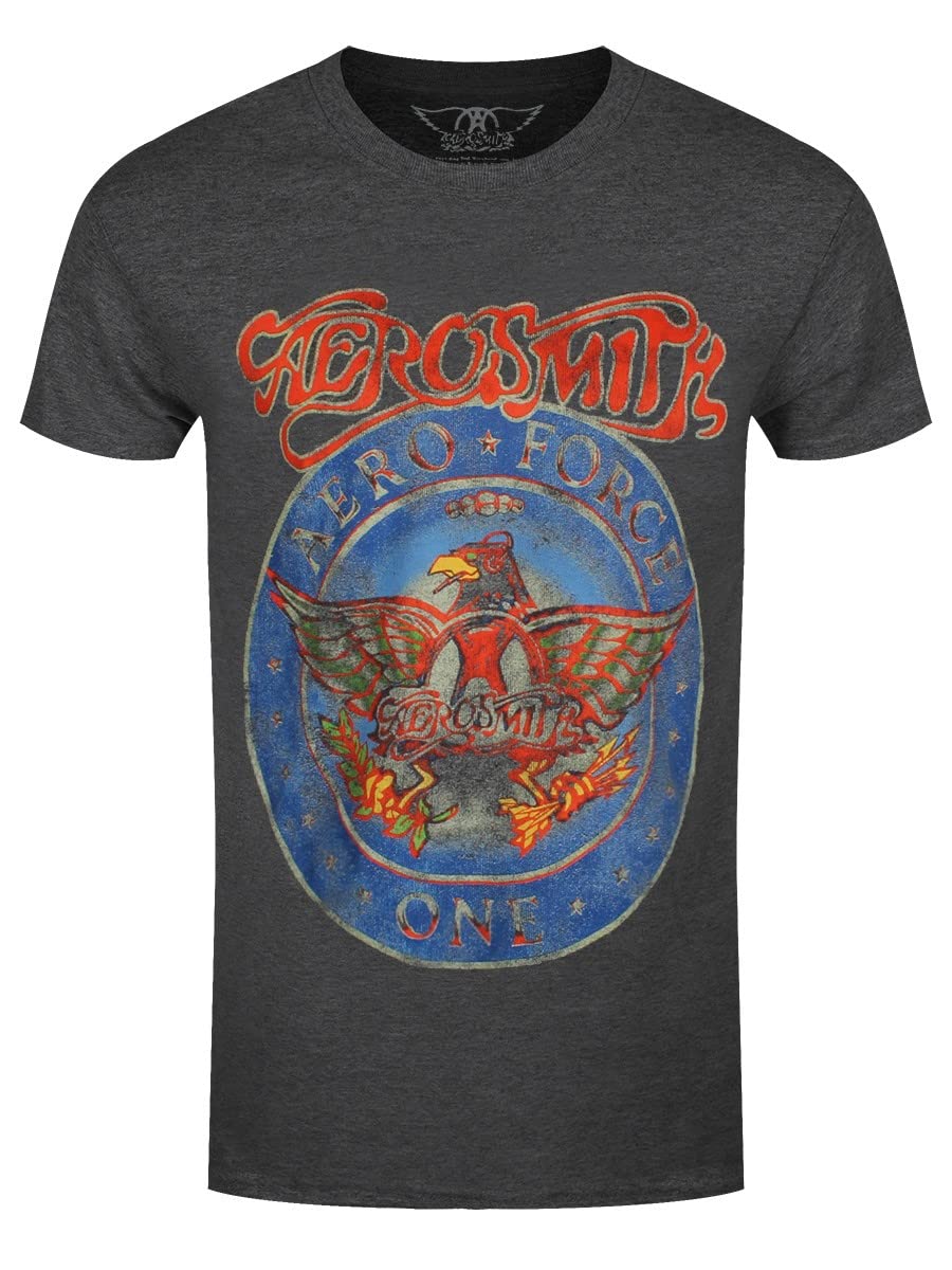 Aerosmith T Shirt Aero Force Band Logo Official Mens Black XS