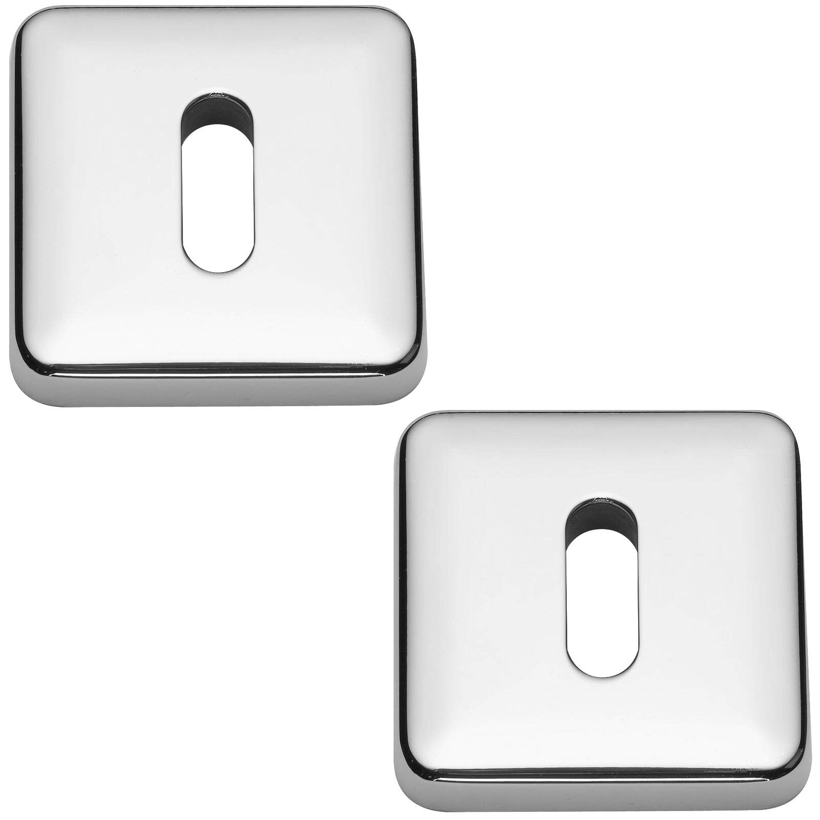 Architectural Hardware Polished Chrome Howdens Bertelli Lugano Square Concealed Fit Open Key Hole Roses 1 Pair (2 Escutcheons)