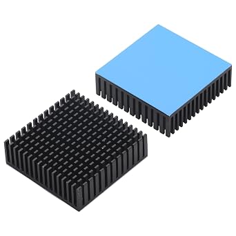 2PCS 50mm Black Aluminum Heat Sink with Thermal Conductive Adhesive Tape, 505015mm Heatsink Cooler for Cooling VRM GPU Stepper Driver 3D Printer Stepper Motor TEC1-12706 Thermoelectric Peltier