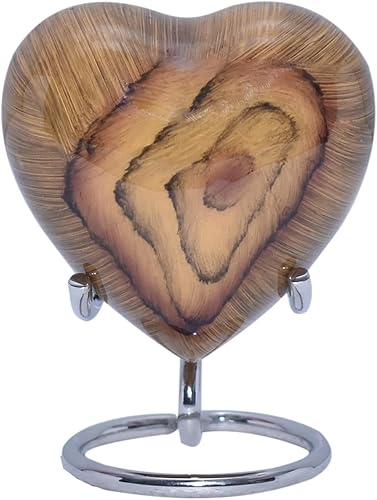 Miniatura 7 de BOLD & DIVINE Urna de recuerdo con temática texturizada de madera, urna conmemorativa de cenizas humanas, entierro, urnas de cremación fúnebre