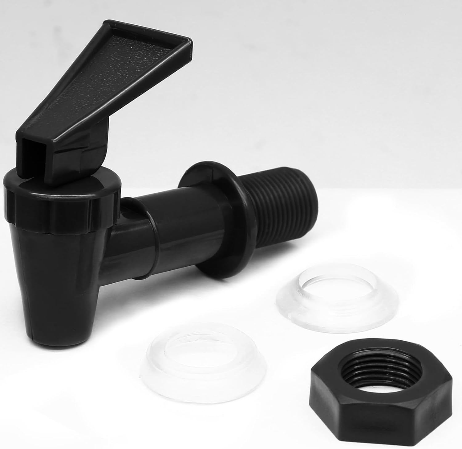4 Pcs Black Plastic Water Spigot Spout, Replacement Cooler Faucet Water Dispenser Tap Set, Water Beverage Lever Pour Dispenser Valve for Glass Jars, Cold Water Beverage Dispensers