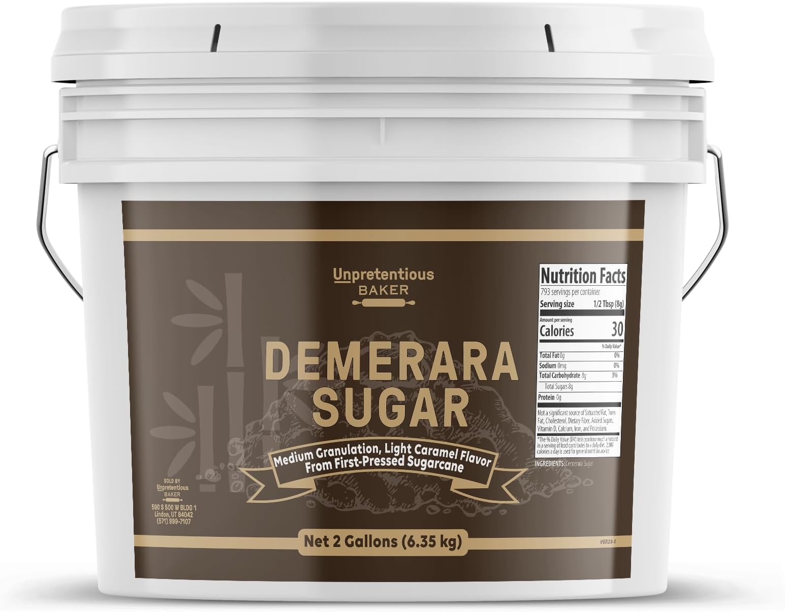 Amazon.com: Unpretentious Demerara Sugar, 2 Gallon Bucket, Raw, First ...