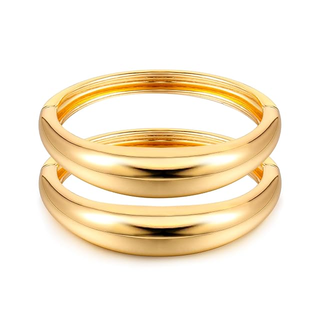 Elegance 11 designs Gold Plated Cuff Bangle Bracelets For Women Set Chunky Trendy Hinged Irregular Cuff Open Wide