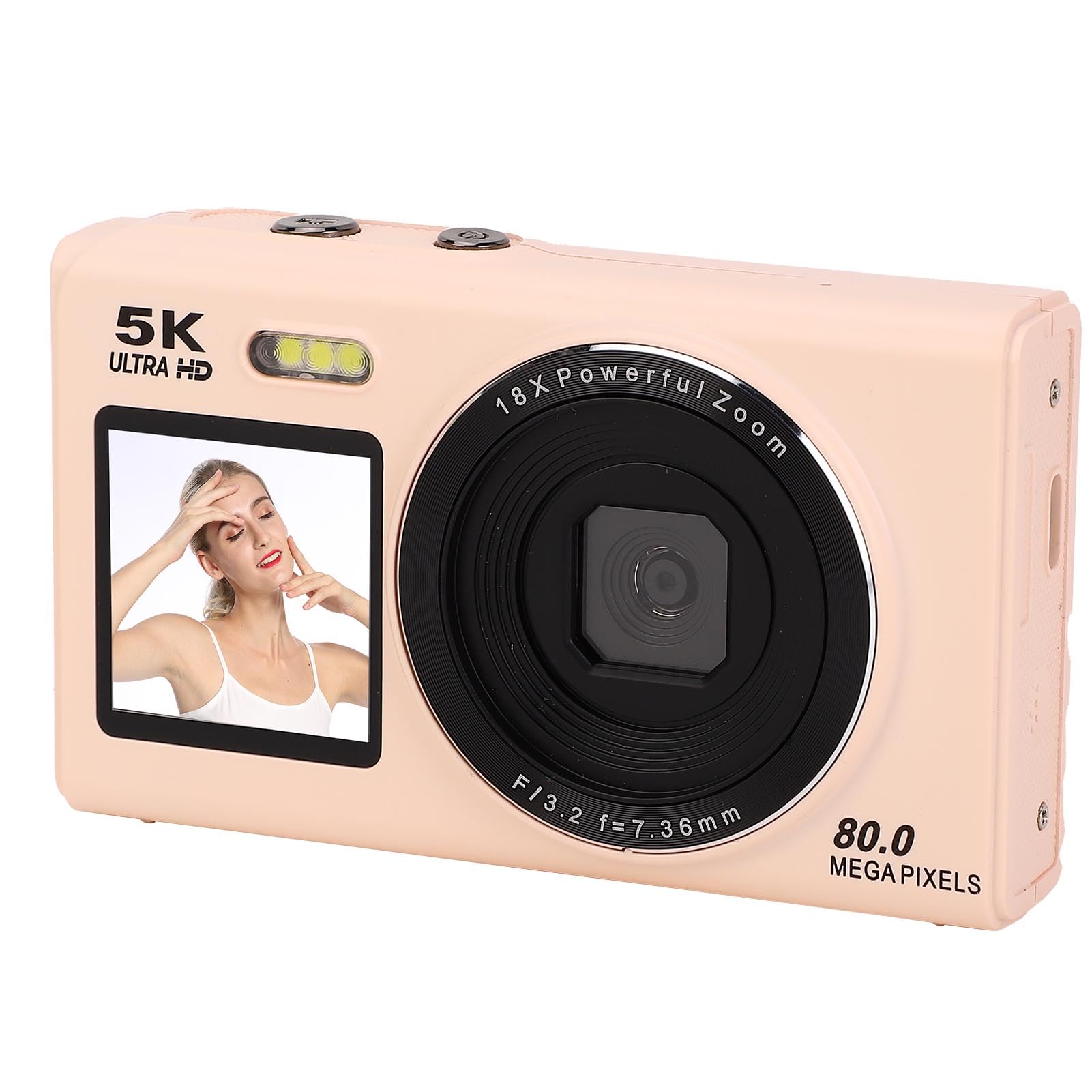 Appareil Photo Numérique 5K 80MP WiFi Vlog, Zoom 18X, Double