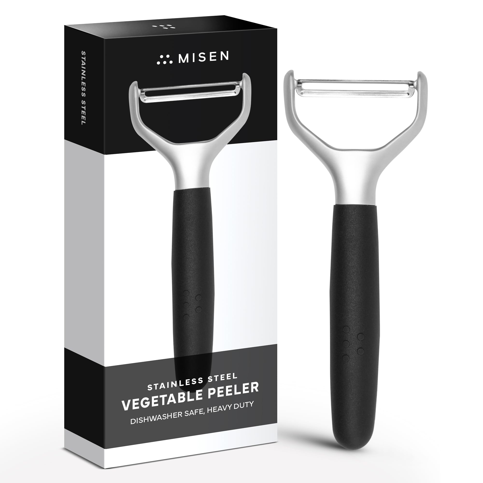 Stainless Steel Vegetable Peeler - Dishwasher Safe Y Peeler - Easy to Use with Potatoes, Cabbage, Carrots, and More - Progessional Grade Kitchen Tool - Black