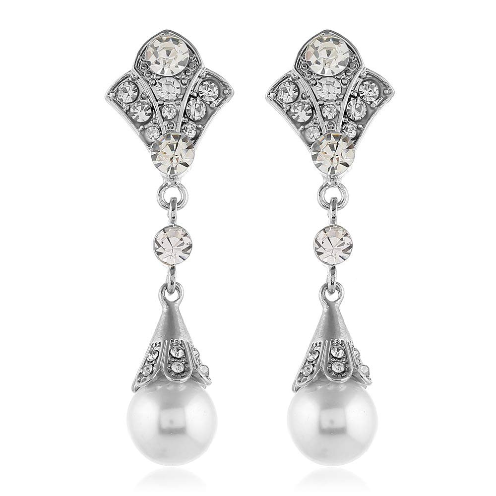 Fuqimanman20201920s Vintage Flapper Pearl Earrings Art Deco - Main Image