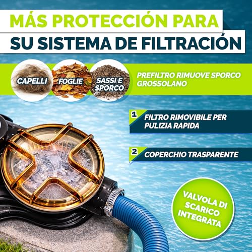Miniatura 8 de Tillvex Depuradora De Agua Para Piscina 10 M H 800g Bolas De Filtro - 7 Funciones De Filtrado - Bomba De Filtro De Arena Con Válvula Gris