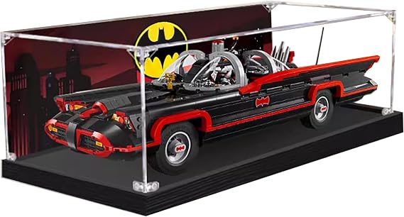 Acrylic Display Case for Lego 76328 Batmobile Model, 3mm Dustproof Display Box, Display Case Compatible with Lego 76328 (Model Not Included) (Background Build 3MM Black)