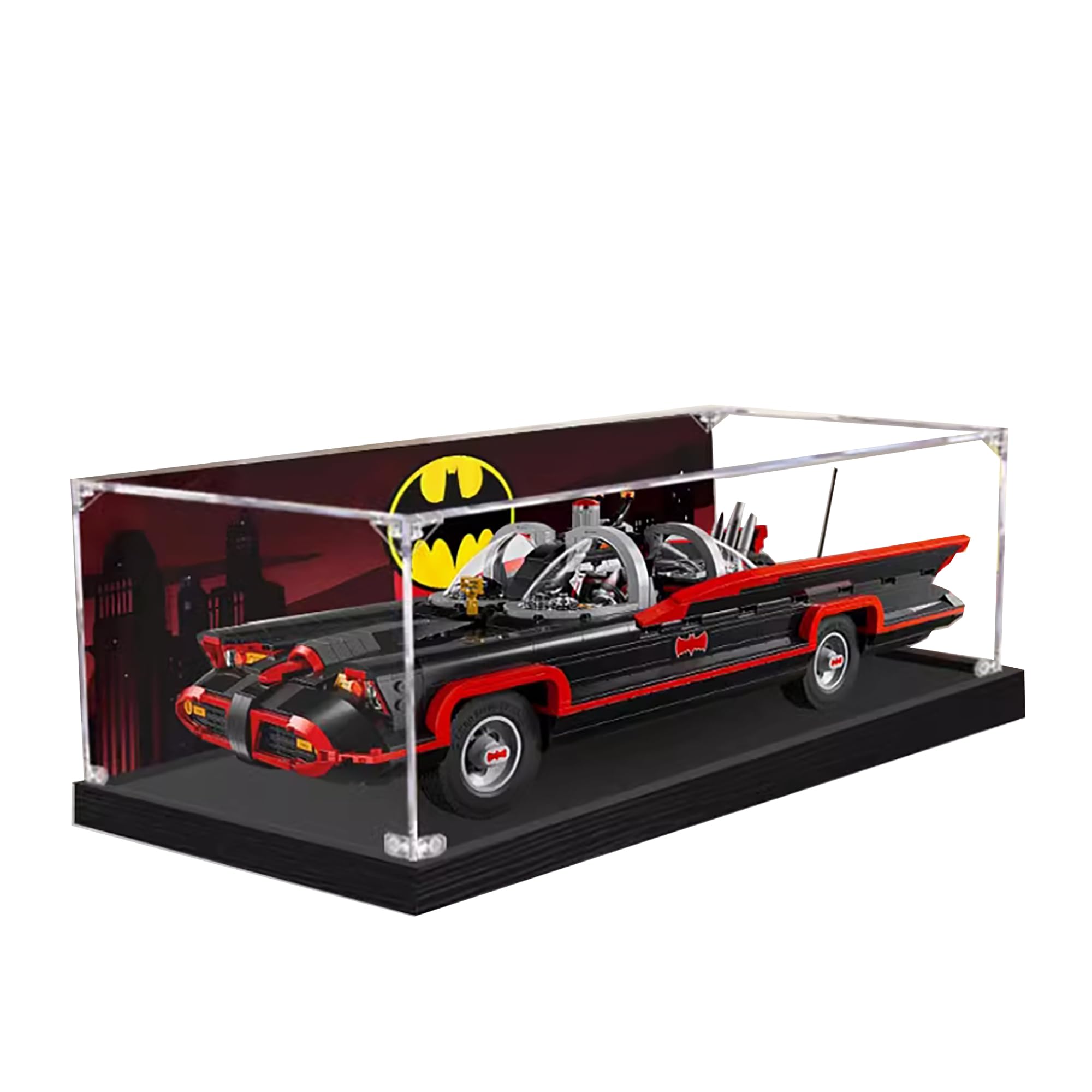 Qixindgyh Black Acrylic Display Case For Lego 76328 Batmobile Model, 3Mm Dustproof Display Box, Display Case Compatible With Lego 76328 (Model Not Included) (Background Build 3Mm )