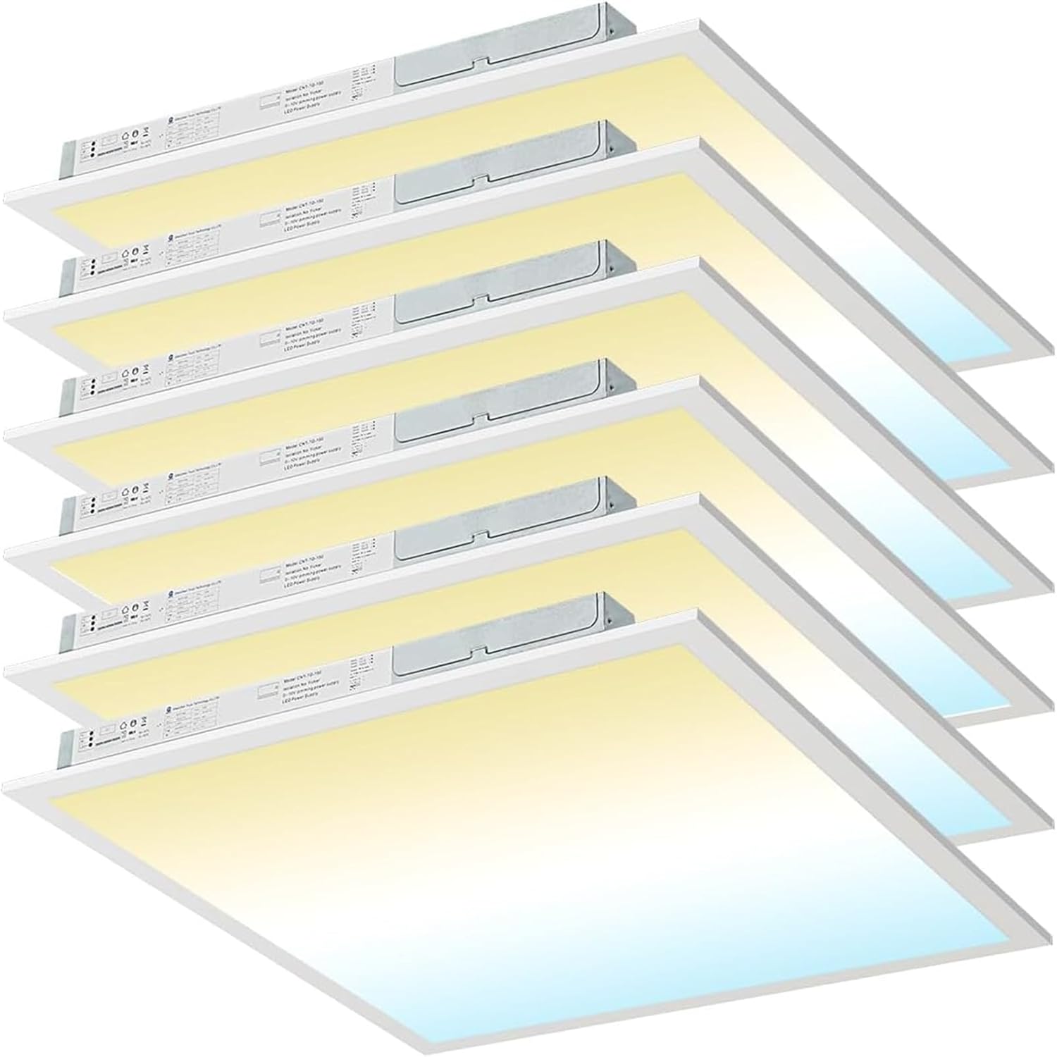 6 Pack 2X2 Led Flat Panel Light,0-10V Dimmable,3000K/4000K/5000K, 30W/40W/50W, Drop Ceiling Light for Mall, Officeroom, Garage