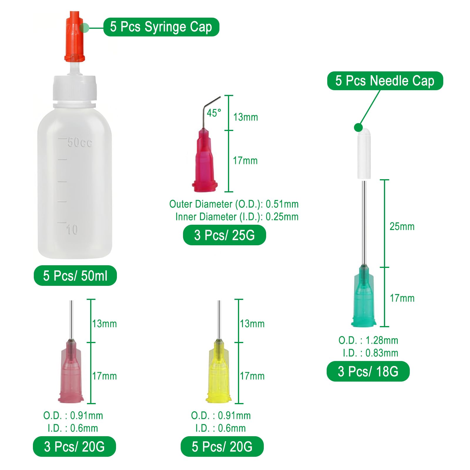 50 ml 5 sztuk butelka z aplikatorem precyzyjnej końcówki z 14 cienkimi igłami i 10 nakrętkami, butelkami z igłą do butelki, aplikator do płynu, klej, farba akrylowa