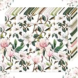 100 Pack Floral Magnolia Blossom Paper Placemats Disposable Placement Mats for Dining Table Bulk Pla