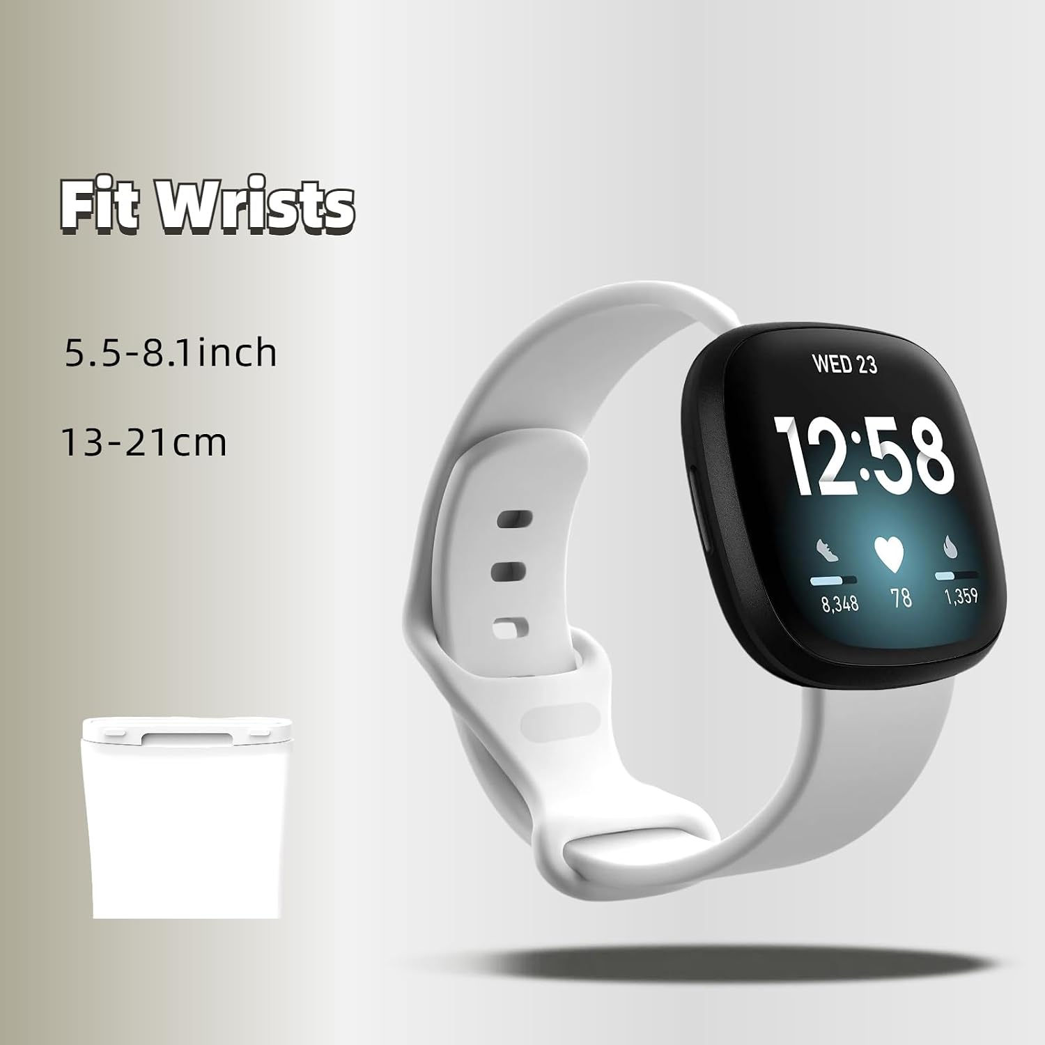 Silicone Breathable Strap Compatible for Fitbit Versa 3 Watch Band, Protection PC Case Cover for Versa 3