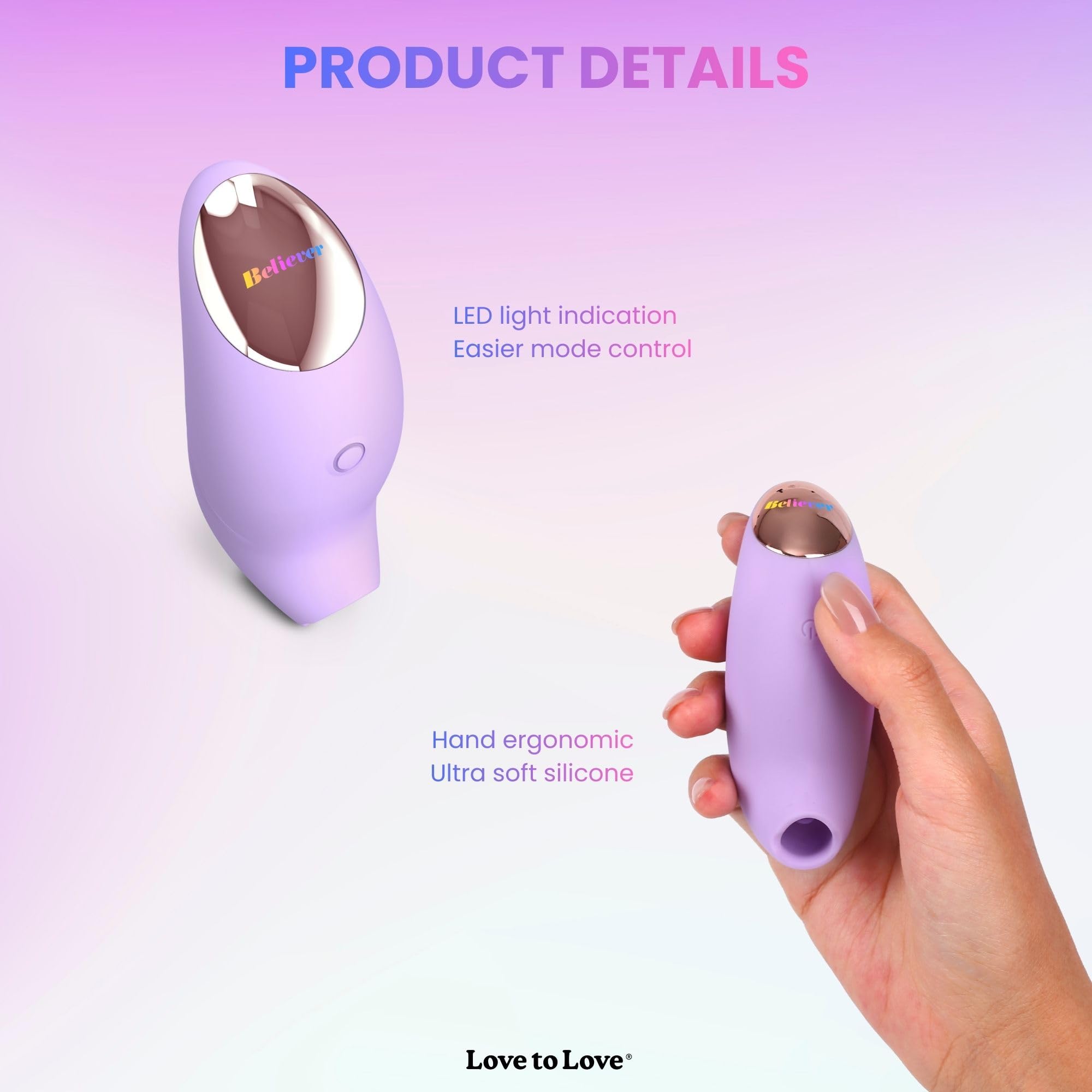 Love to Love Believer – Stimolatore clitorideo a suzione con tecnologia flapping, sex toy da donna telecomandato in silicone, ricaricabile, impermeabile IPX7, formato viaggio