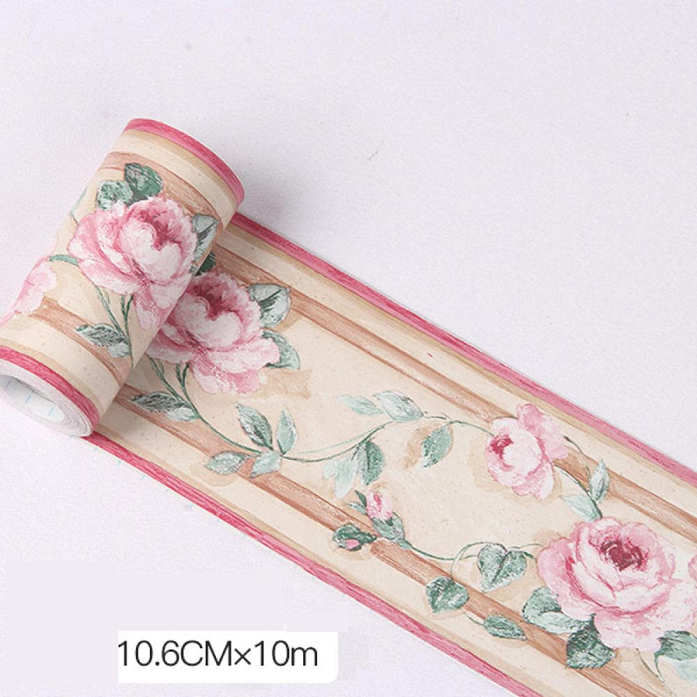 Dostear Wallpaper Mirror Borders for Bathroom Peel and Stick Classroom Bulletin Board Borders Boho Paper for Classroom Trim Sets Purple Flower 10.6 X 1000cm - Image 3