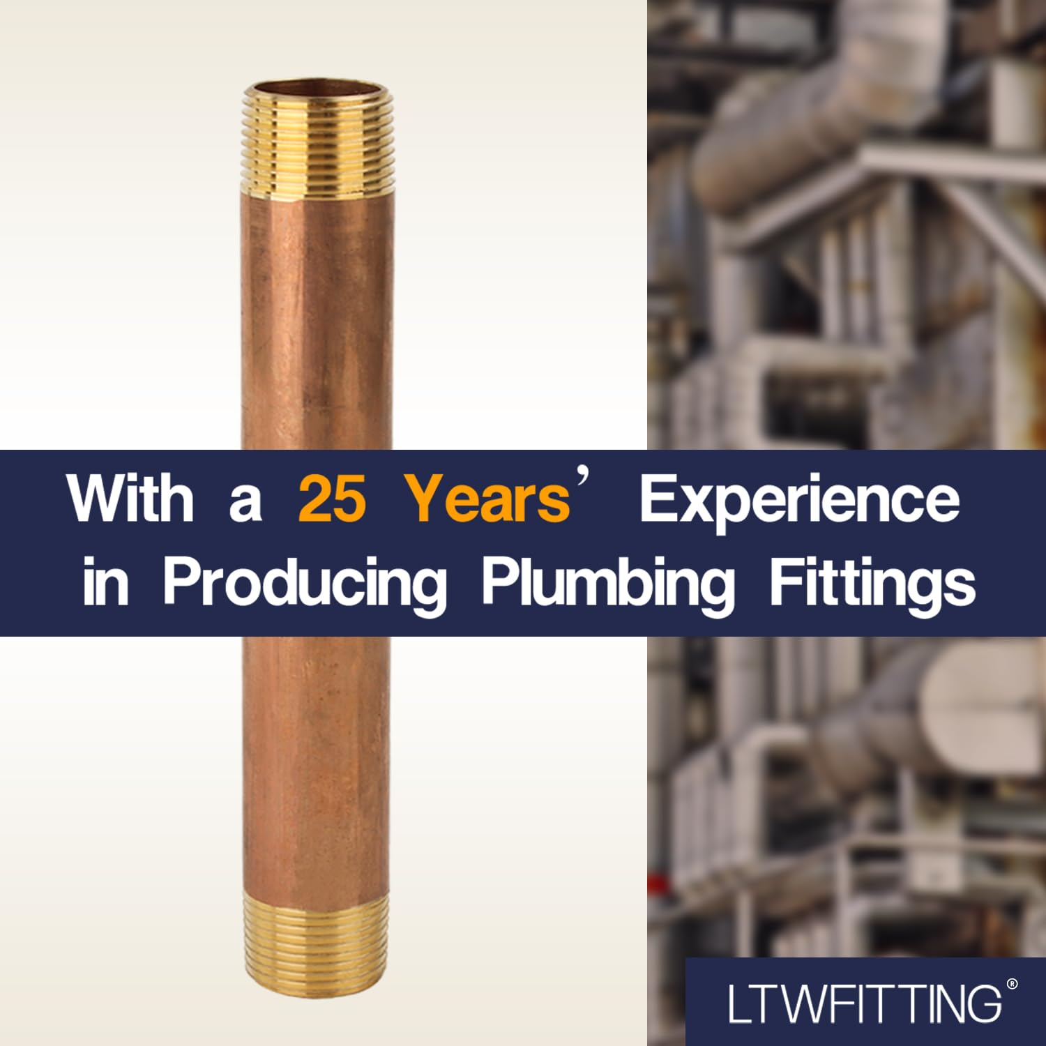 LTWFITTING Brass Pipe 8" Long Nipple Fitting 1" Male NPT Air Water(Pack of 1)