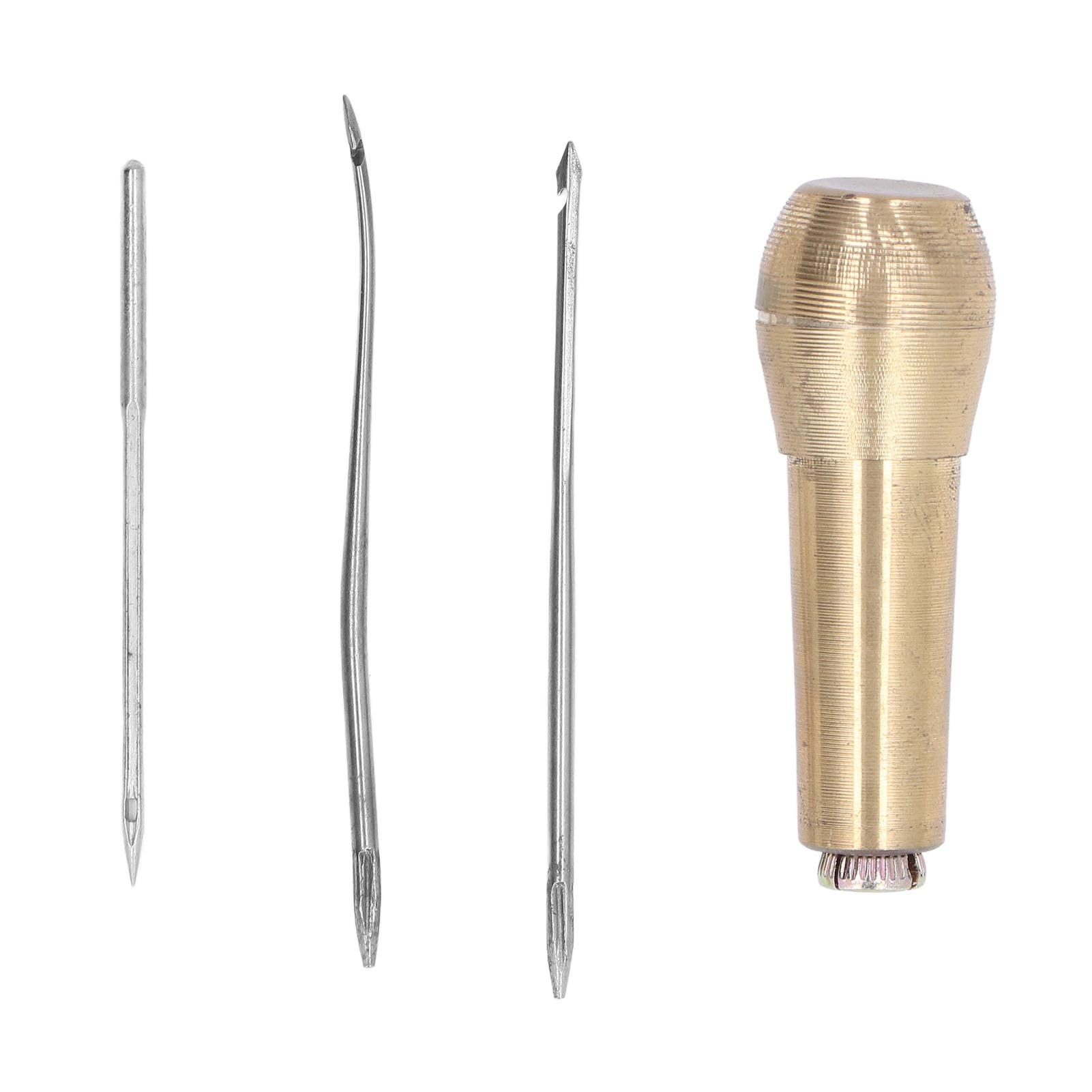 NDNCZDHC Leather Sewing Needles with Copper Handle, Sewing Awl Hand Stitcher Shoe Repair Tool Kit, Leather Craft Needle Kit with Awl Head