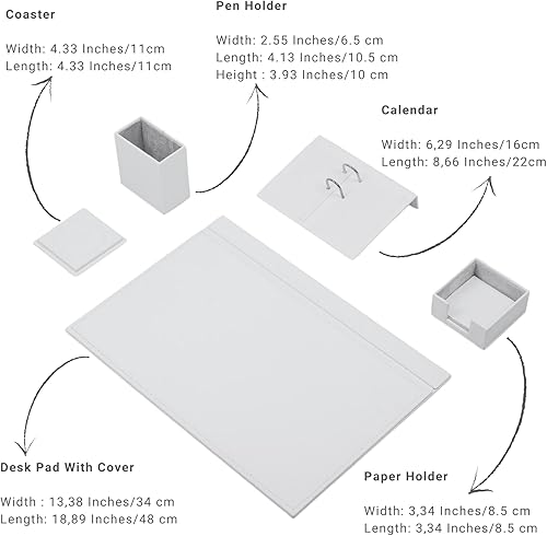 Miniatura 3 de MOOG - Juego de escritorio de cuero, almohadilla de escritorio, soporte para papel de notas, soporte para bolígrafo, posavasos de cuero, soporte