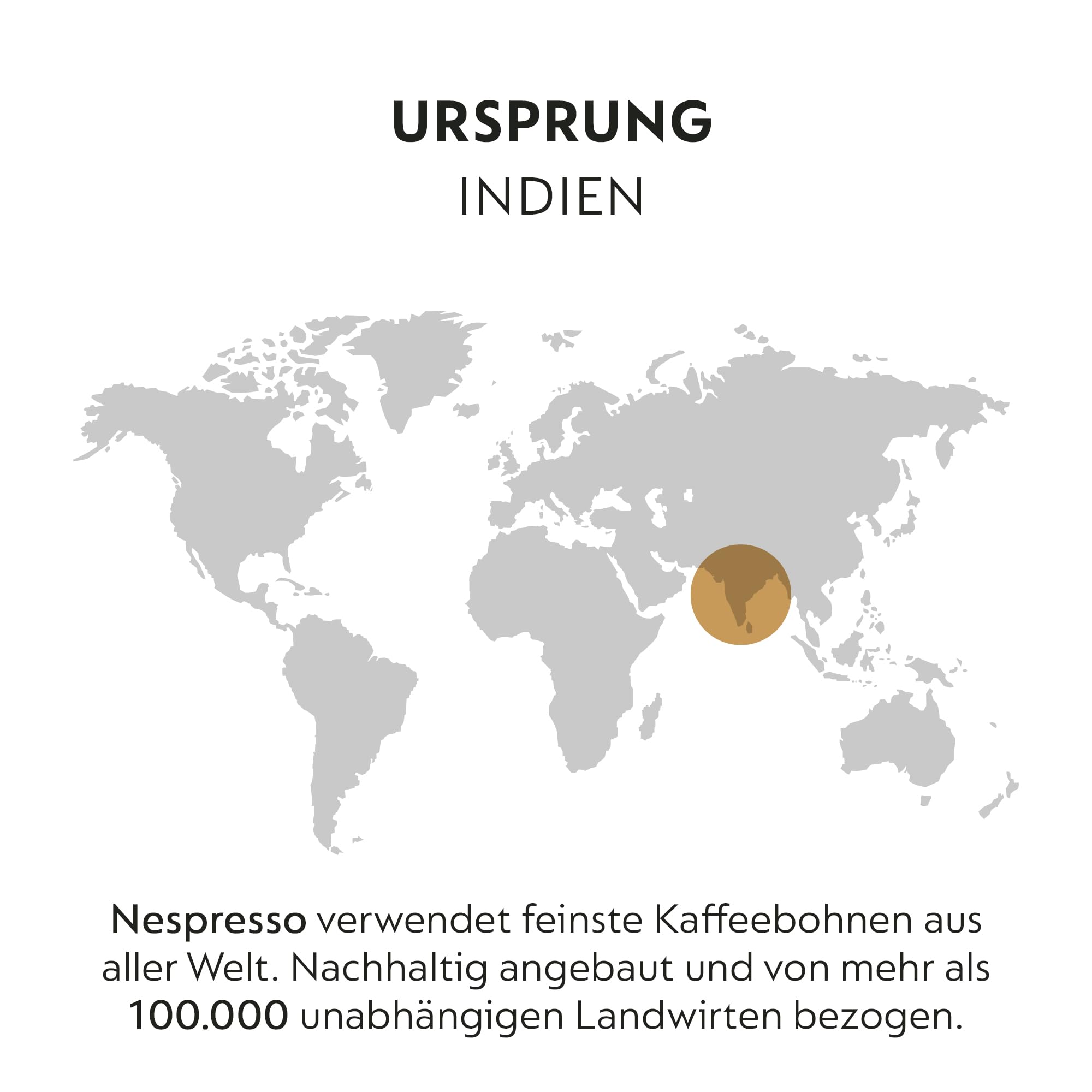 NESPRESSO ORIGINAL India 100 Kaffeekapseln | Arabica & Robusta Kaffee aus Indien, Dunkle Röstung, Intensität 11, Ideal für kräftigen Espresso & Lungo