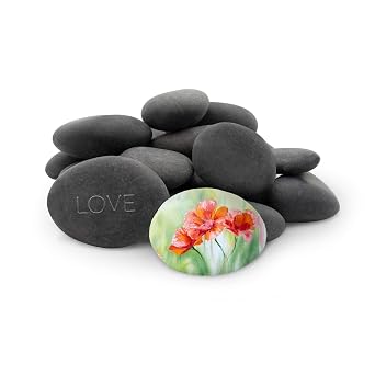Flat River Rocks for Painting Vase Filler Aquarium Gravel Grey, Medium 5 lbs - Landscaping Pebbles for Indoor Plants, Fish Tank Gravel, Terrarium & Home Decor, Painting, DIY & Crafting Royal Imports