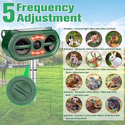 Solar Ultrasonic Animal Repeller, Power Animal Repeller Outdoor With Pir Motion, Waterproof Ultrasonic Pest Repeller Cat Repellent, Squirrel, Fox, Deer Deterrent With Led Light Alarm For Garden #TOP2