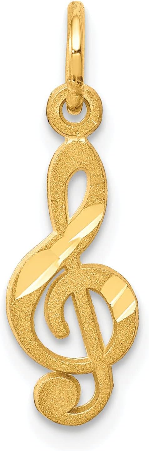 FindingKing 10K Gold Treble Clef Music Note Charm Musical Jewelry